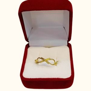 Anillo juvenil con símbolo infinito y bolita central oro 18K - amor eterno Santiago Chile