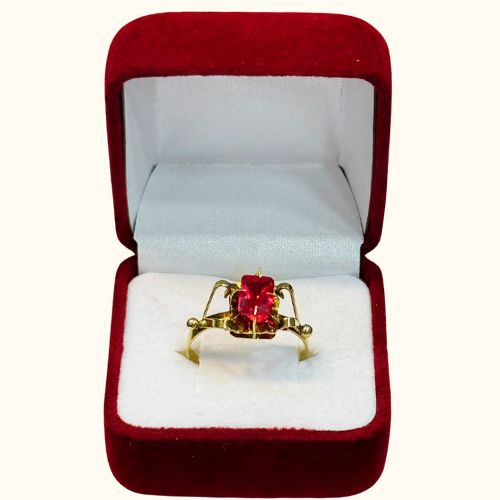 Anillo Dama Modelo: Chatón Francés Rubí en Oro18K Joyas KM
