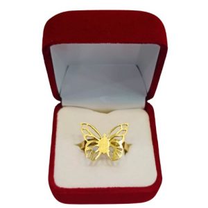 Anillo juvenil con mariposa calada oro 18K - símbolo de transformación Santiago Chile