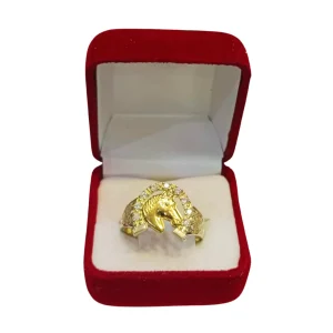 Anillo sello herradura cabeza caballo circones plata 925 oro - anillos sellos Santiago Chile