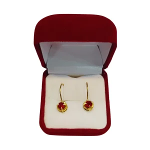 Aros colgantes chatón español número 2 con rubí oro 18K - elegancia movimiento Santiago Chile
