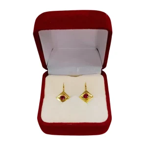 Aros colgantes rombo con piedra oro 18K - geometría movimiento Santiago Chile