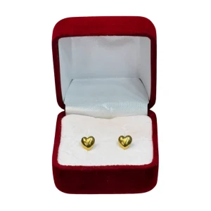 Aros corazón atornillados oro 18K - cierre seguro bebés niñas Santiago Chile