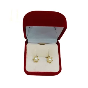 Aros pistilos perlas cultivadas 4mm oro 18K - elegancia natural clásica Santiago Chile