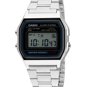 Reloj Casio clásico digital A-158WA-1 acero inoxidable plateado retro vintage - relojes Casio Santiago Chile