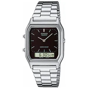 Reloj Casio AQ-230A-1D analógico digital combinado acero plateado esfera negra - relojes Casio Santiago Chile