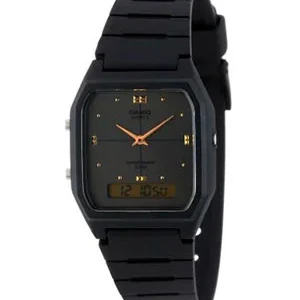 Reloj Casio AW-48HE-1A analógico digital negro con detalles dorados naranja - relojes Casio Santiago Chile