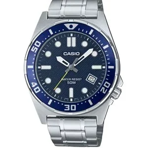Reloj Casio Diver MTD-135D-2A acero esfera azul marino bisel azul - relojes Casio diver Santiago Chile