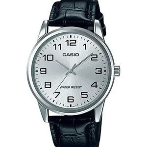 Reloj Casio analógico MTP-V001L-7BU correa cuero negro esfera blanca números arábigos - relojes Casio Santiago Chile
