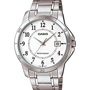 Reloj Casio analógico MTP-V004D-7B acero plateado esfera blanca números arábigos - relojes Casio Santiago Chile