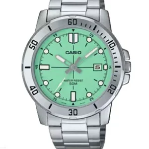 Reloj Casio analógico MTP-VD01D-3E1 acero esfera verde menta bisel sport - relojes Casio Santiago Chile