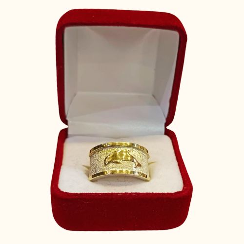 Anillo Juvenil Modelo: Romano Delfín en Plata Fina con Oro