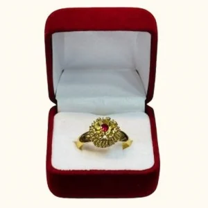 Anillo chevalier nido con rubí central oro 18K - diseño artesanal único Santiago Chile