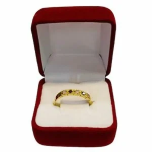 Anillo medio cintillo con cinco piedras semipreciosas oro 18K - elegancia clásica Santiago Chile