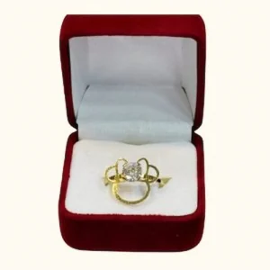 Anillo juvenil estilo Minnie con circón central oro 18K - diseño tierno divertido Santiago Chile