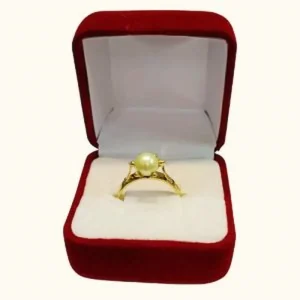 Anillo dama pistilo con perla cultivada 5mm oro 18K - elegancia clásica Santiago Chile