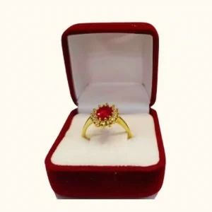 Anillo dama Reina con rubí central oro 18K - diseño real elegante Santiago Chile