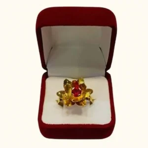 Anillo dama rosa con pétalos coloridos oro 18K - diseño floral llamativo Santiago Chile