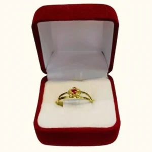 Anillo juvenil rosita calada con piedra central oro 18K - diseño delicado femenino Santiago Chile