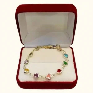 Pulsera Multi-Color Corazón Plata Fina