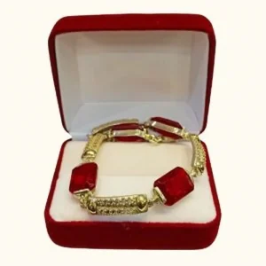 Pulsera Juvenil Plata con Detalles en Oro Ruby Rectangulares