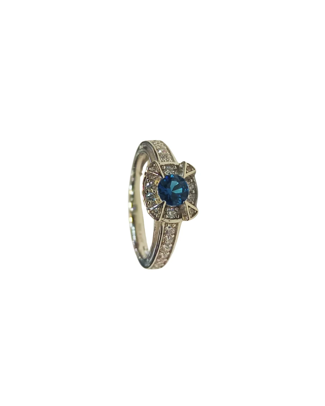 Anillo dama roseta mediano zafiro plata 925 - anillos dama Santiago Chile