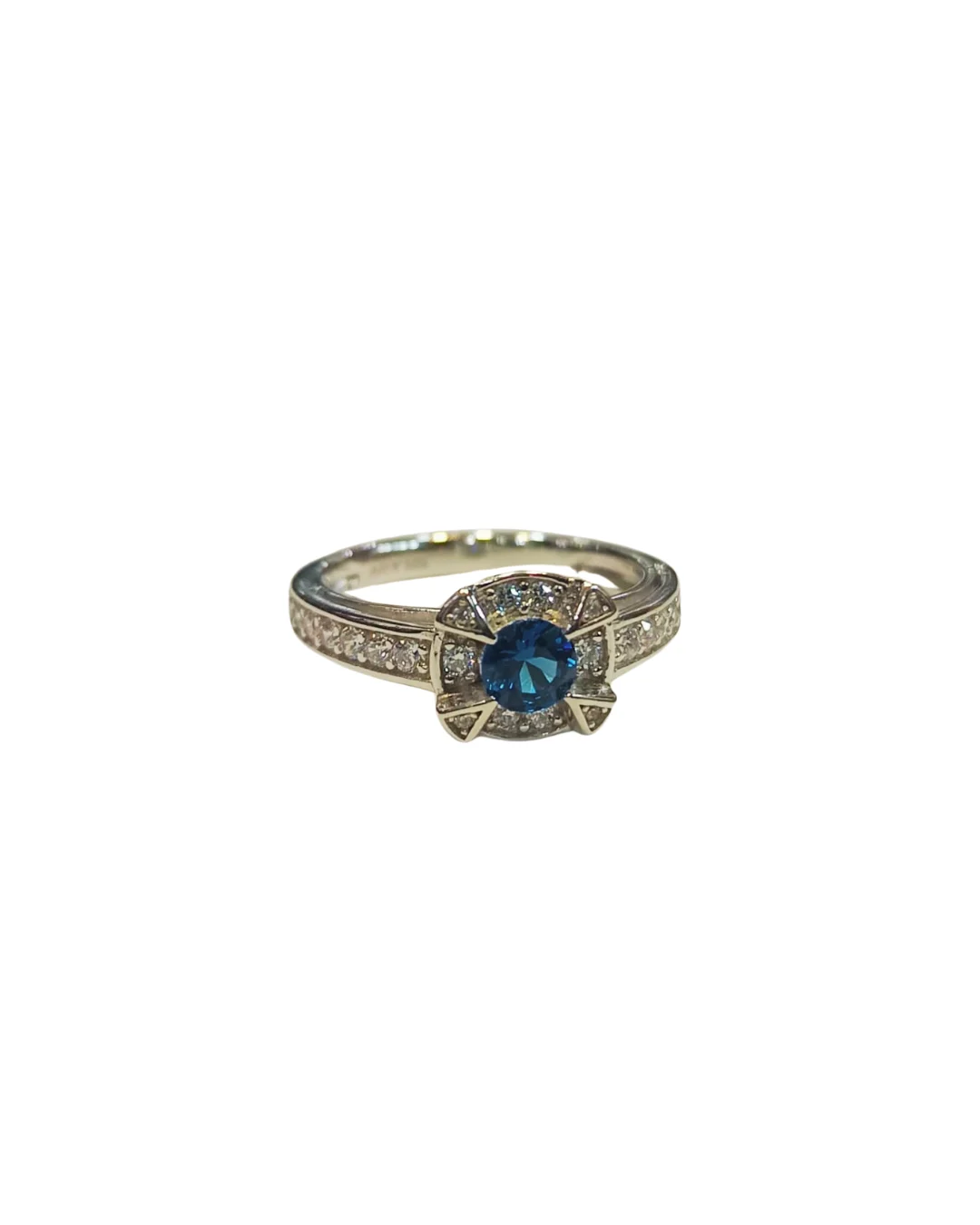 Anillo dama roseta mediano zafiro plata 925 - anillos dama Santiago Chile
