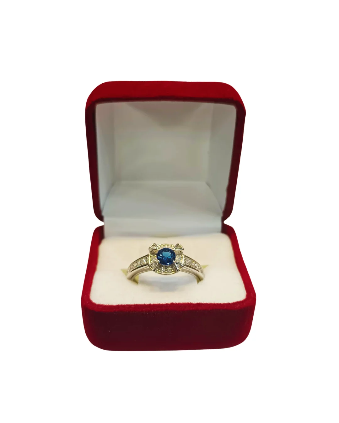 Anillo dama roseta mediano zafiro plata 925 - anillos dama Santiago Chile