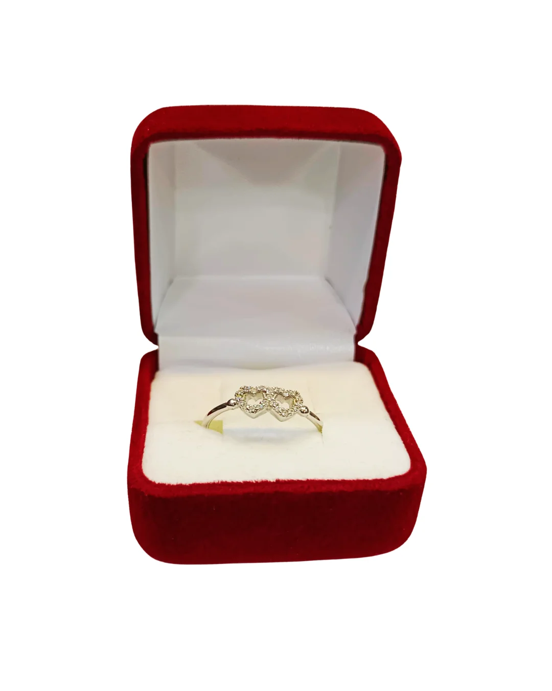 Anillo juvenil dos corazón circón plata 925 - anillos juveniles Santiago Chile