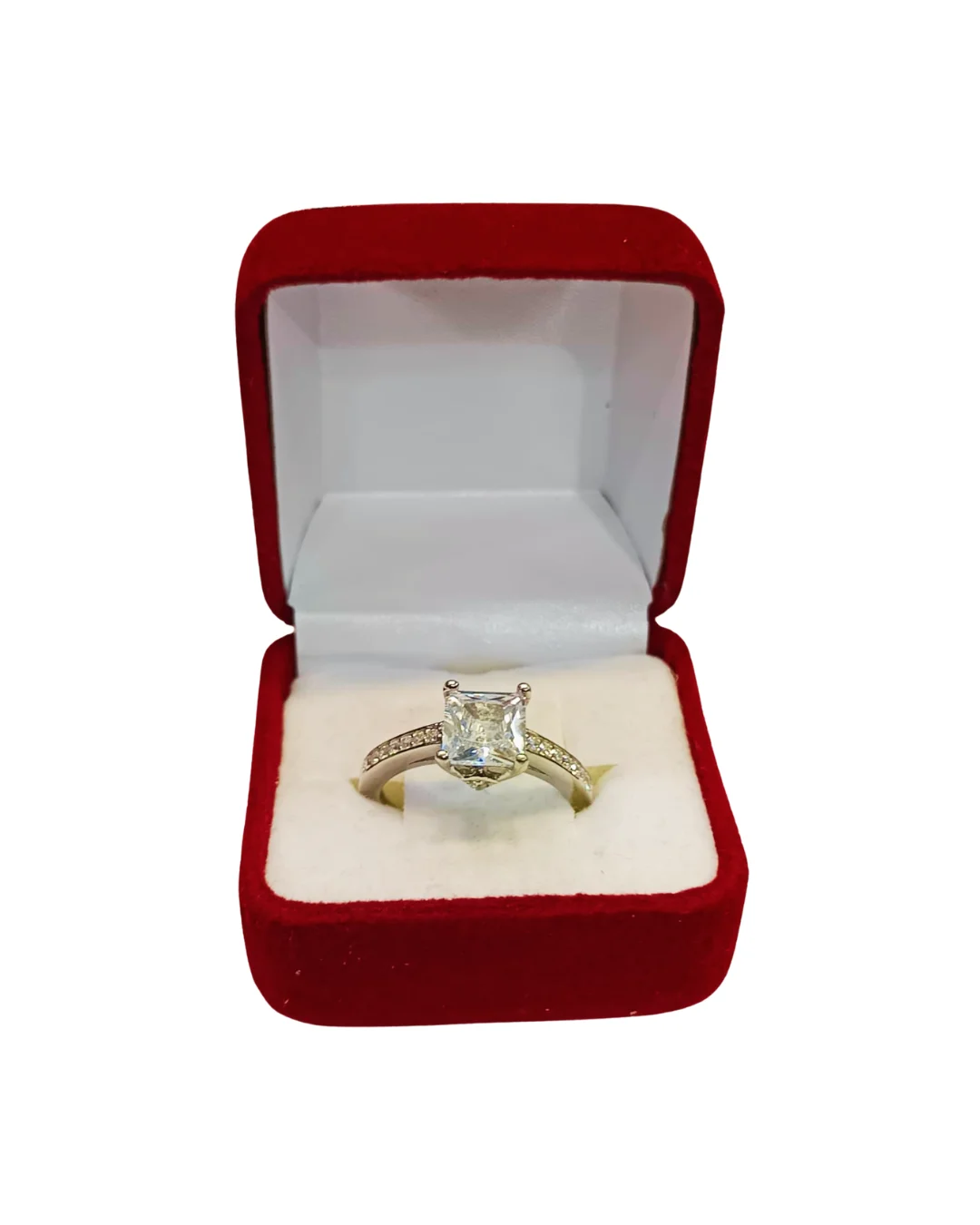 Anillo juvenil solitario medio cintillo piedra cuadrada plata 925 - anillos juveniles Santiago Chile