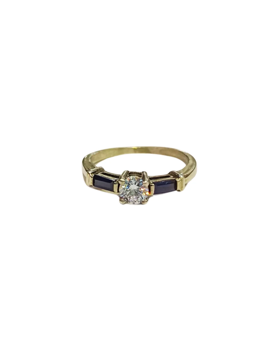 Perfil anillo juvenil solitario zafiro laterales plata 925 altura engaste