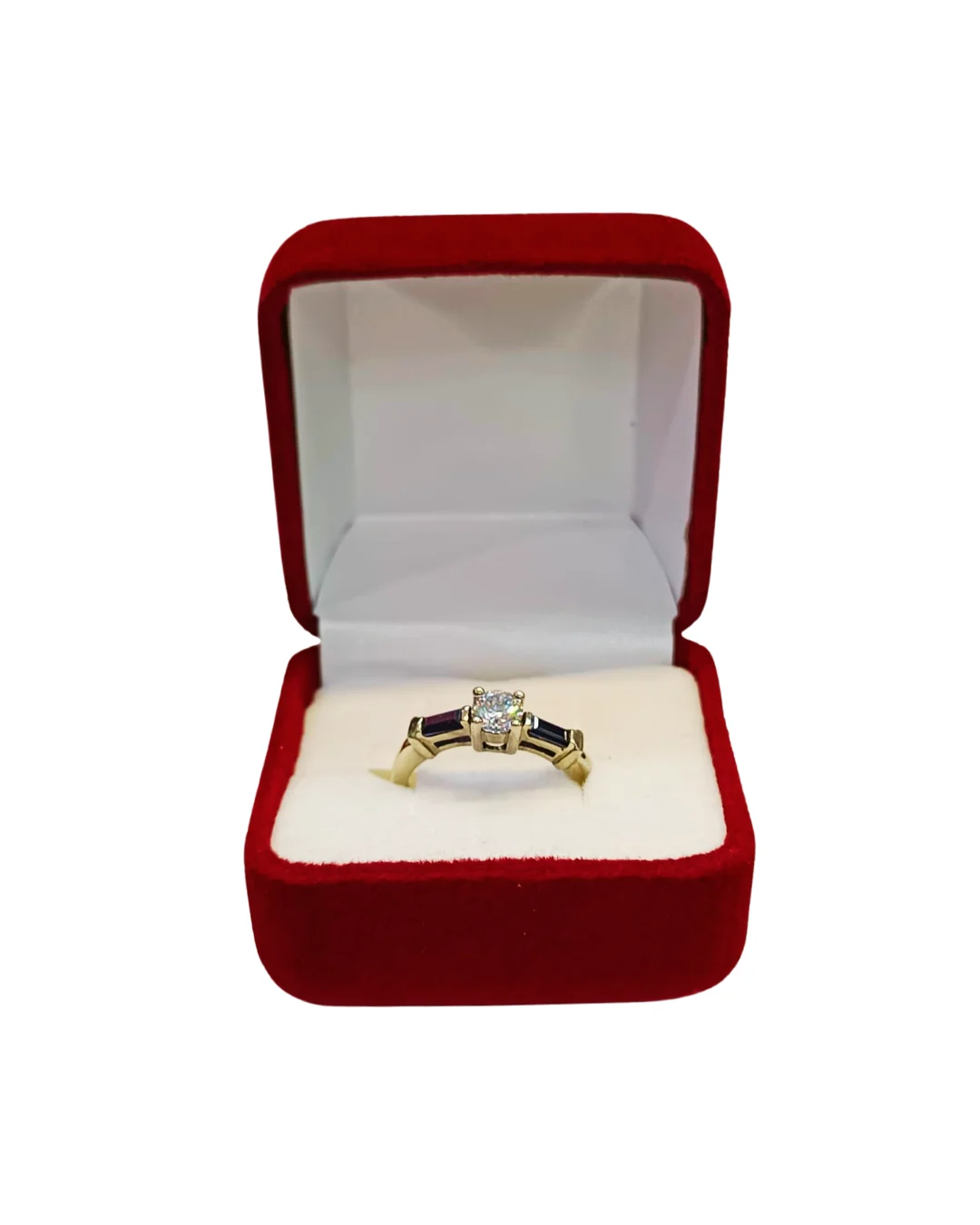 Anillo juvenil solitario zafiro laterales plata 925 - anillos juveniles Santiago Chile