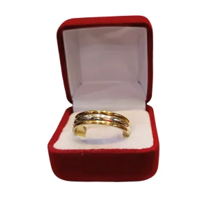 Argollas matrimoniales plata 925 oro 14K centro media caña orillas oro 5mm código 38 - alianzas boda Santiago Chile