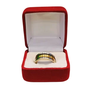 Argollas matrimoniales plata 925 oro 14K cinta centro oro envejecido 7mm código 6 - alianzas boda Santiago Chile