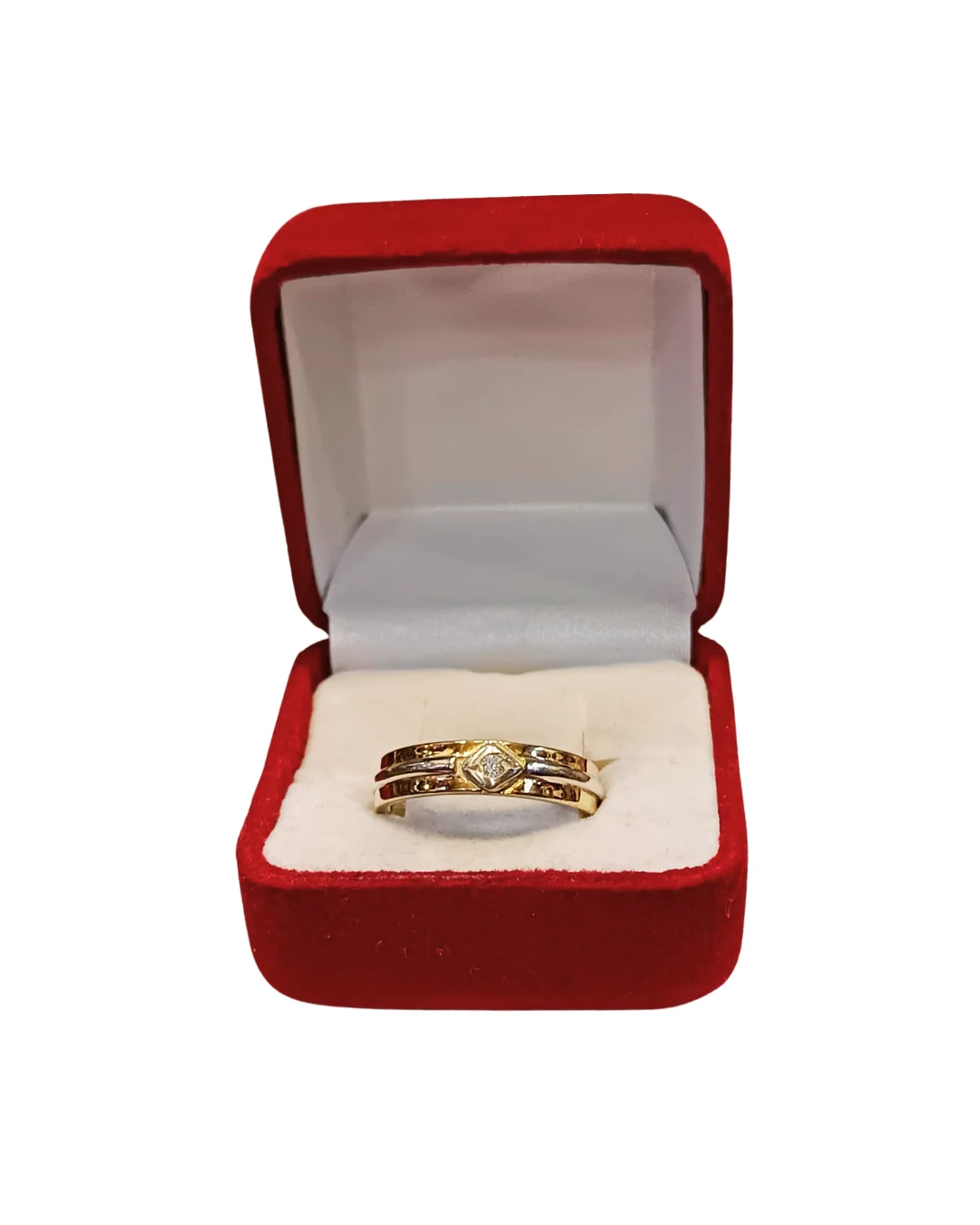 Argollas matrimoniales plata 925 oro 14K ilusión inglesa con piedra 4mm código 41 - alianzas boda Santiago Chile