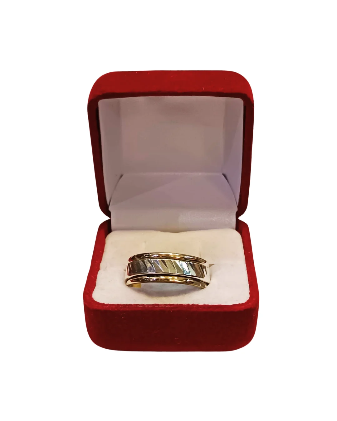 Argollas matrimoniales plata 925 oro 14K tallado diagonal orillas oro 6mm código 39 - alianzas boda Santiago Chile