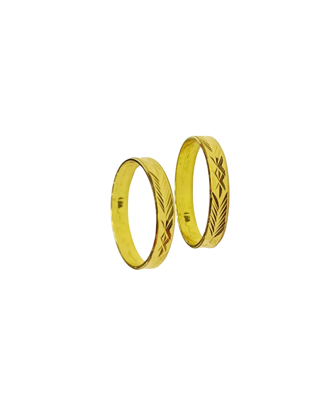 Par de argollas matrimoniales espiga asterisco oro 18K chileno