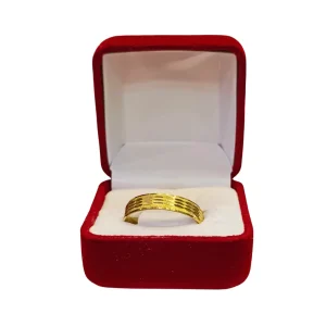 Argollas matrimoniales talladas líneas horizontales oro 18K - alianzas boda modernas Santiago Chile
