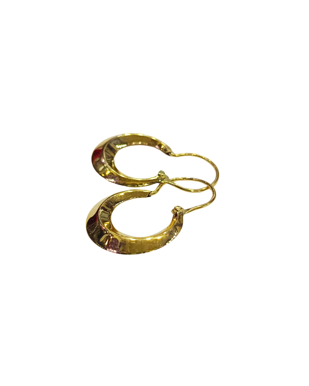 Par de aros argollas bote argentino medianas oro 18K chileno
