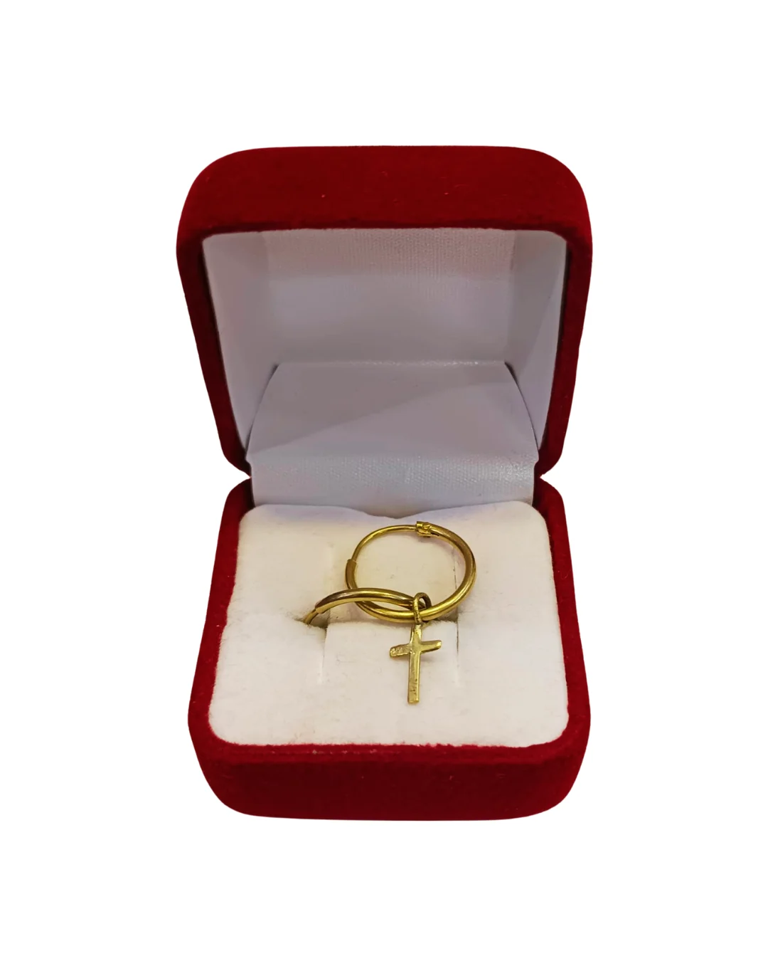 Aros argollas tubo con cruz oro 18K - símbolo fe religioso Santiago Chile