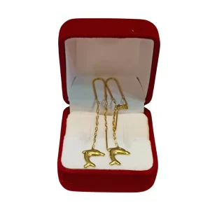 Aros colgantes cadena delfín oro 18K - libertad marina movimiento Santiago Chile