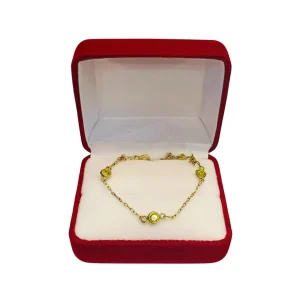 Pulsera juvenil limada ámbar oro 18K en caja - pulseras oro Santiago Chile