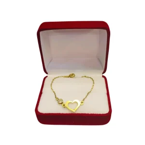 Pulsera juvenil limada corazón calado circón oro 18K en caja - pulseras oro Santiago Chile