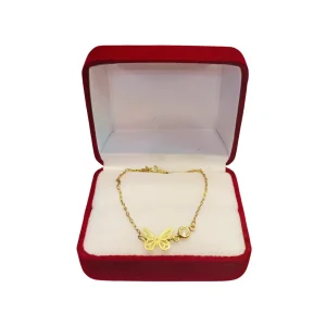 Pulsera juvenil limada mariposa calada chica circón oro 18K en caja - pulseras oro Santiago Chile