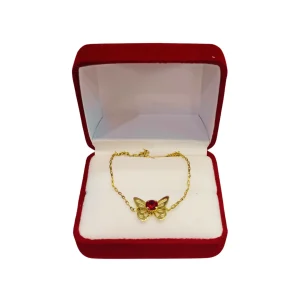 Pulsera juvenil limada mariposa calada grande ruby oro 18K en caja - pulseras oro Santiago Chile