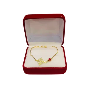 Pulsera juvenil nudo de bruja ruby oro 18K en caja - pulseras oro Santiago Chile