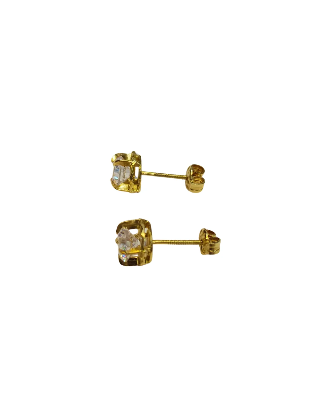 Par de aros atornillados chatón español número 4 oro 18K chileno