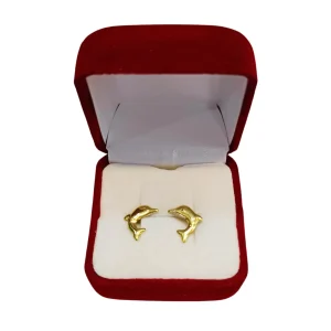 Aros atornillados delfín número 2 oro 18K - diseño marino seguro Santiago Chile