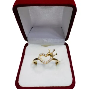 Anillo corazón con corona oro 18K - símbolo realeza amor Santiago Chile