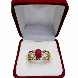 Anillo filigrana con rubí oro 18K - arte artesanal delicado Santiago Chile